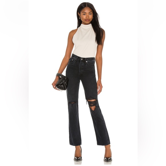 BRAND NEW AGOLDE Lana Straight Jeans in Disorder (Black) in Size 32 - Picture 2 of 6